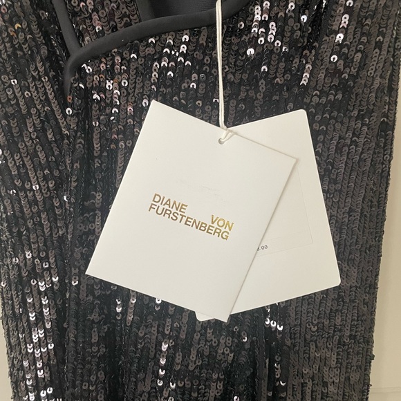 Diane Von Furstenberg Mercury Sequined Jersey Fitted Dress in Black Size 6 NWT - Picture 11 of 12